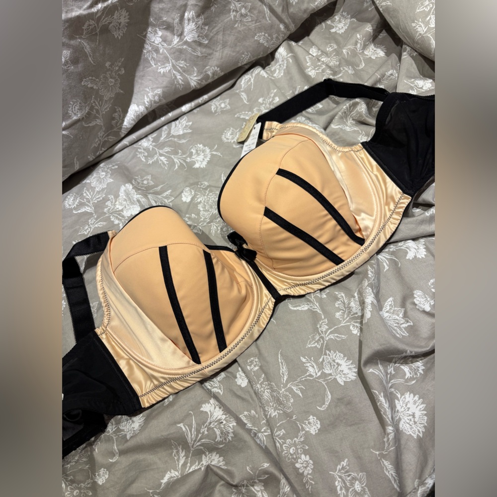 NWT Parfait nude peach black bra 38HH